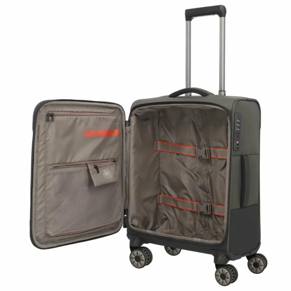 Clearance Travelite Crosslite 5.0 4 Rollen Kabinentrolley S 55 cm Laptopfach oliv