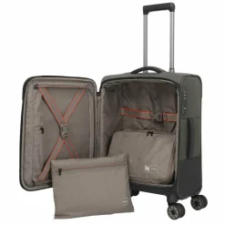 Clearance Travelite Crosslite 5.0 4 Rollen Kabinentrolley S 55 cm Laptopfach oliv