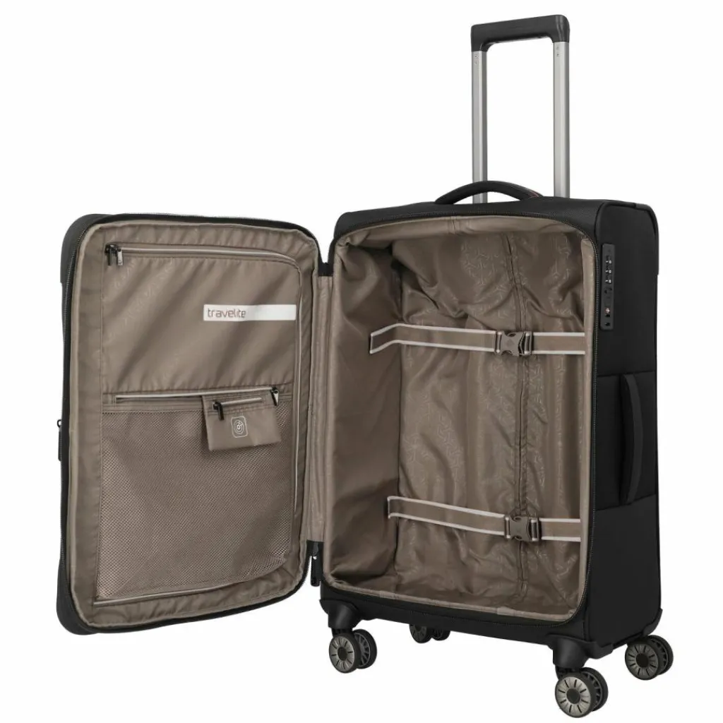 Travelite Crosslite 5.0 4 Rollen Trolley M 66 cm mit Dehnfalte
