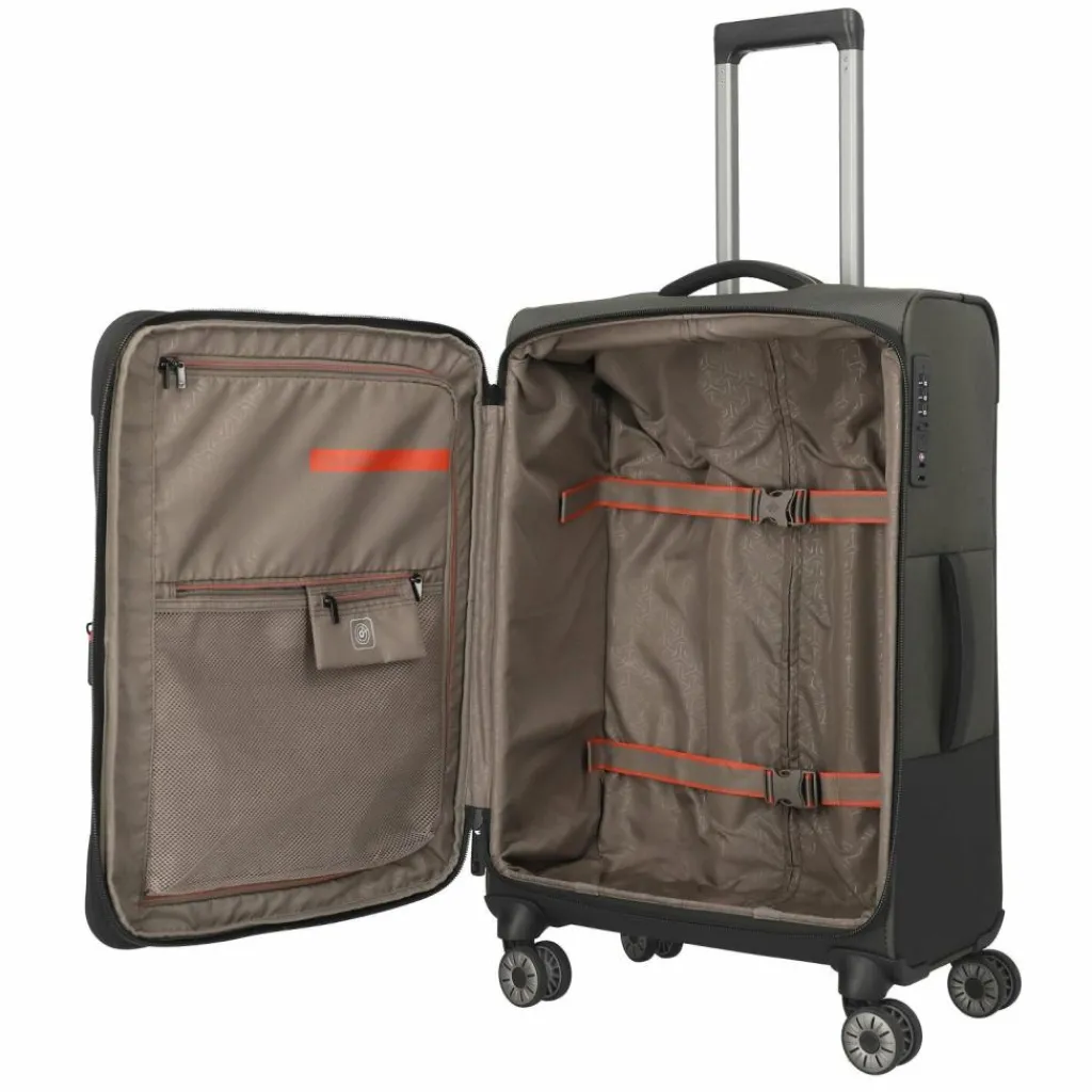 Travelite Weichgepäck|4-Rollen Koffer<Crosslite 5.0 4 Rollen Trolley M 66 cm mit Dehnfalte oliv