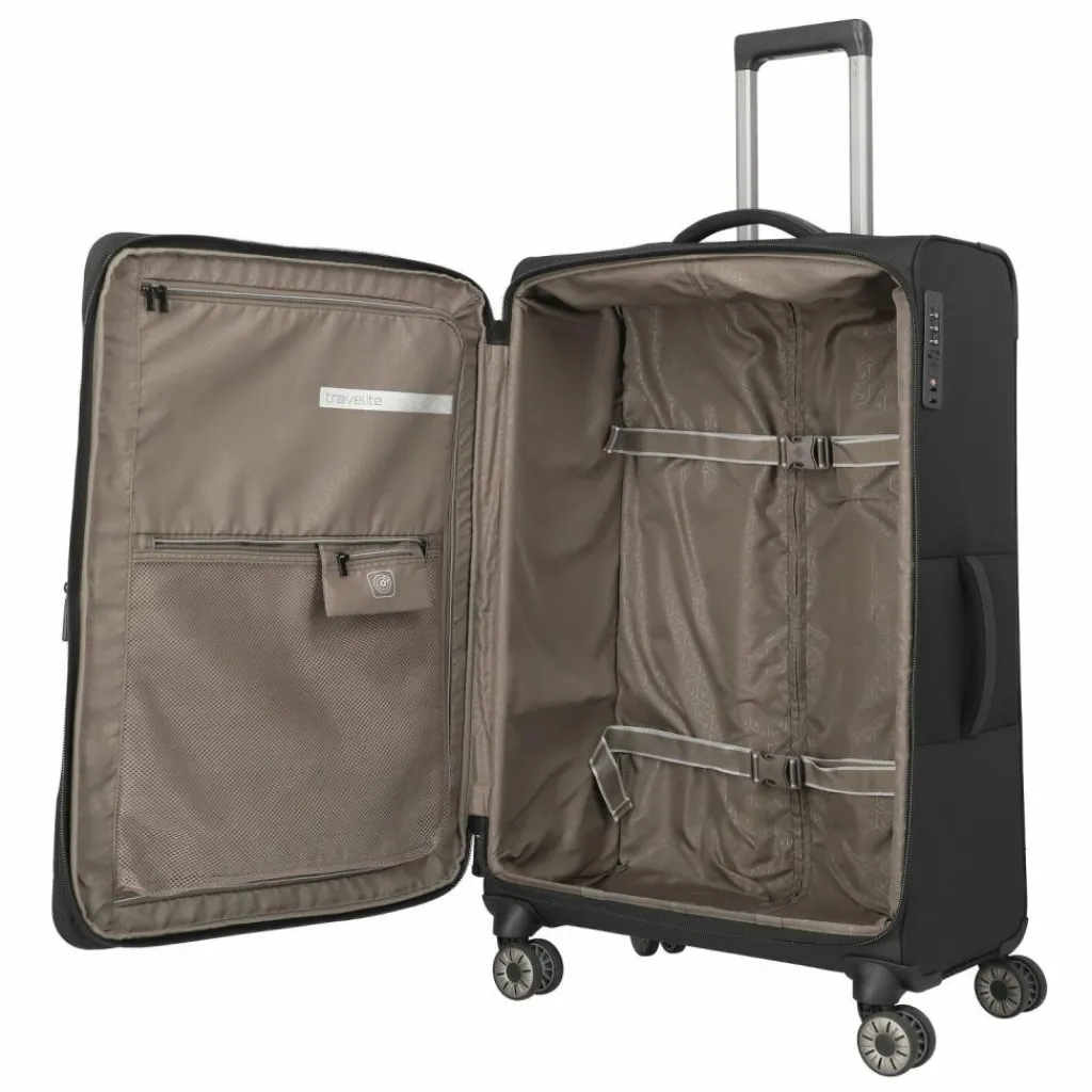 Travelite Weichgepäck|4-Rollen Koffer<Crosslite 4 Rollen Trolley XL 81 cm mit Dehnfalte schwarz