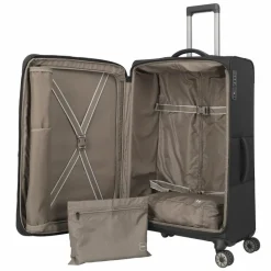 Travelite Weichgepäck|4-Rollen Koffer<Crosslite 4 Rollen Trolley XL 81 cm mit Dehnfalte schwarz