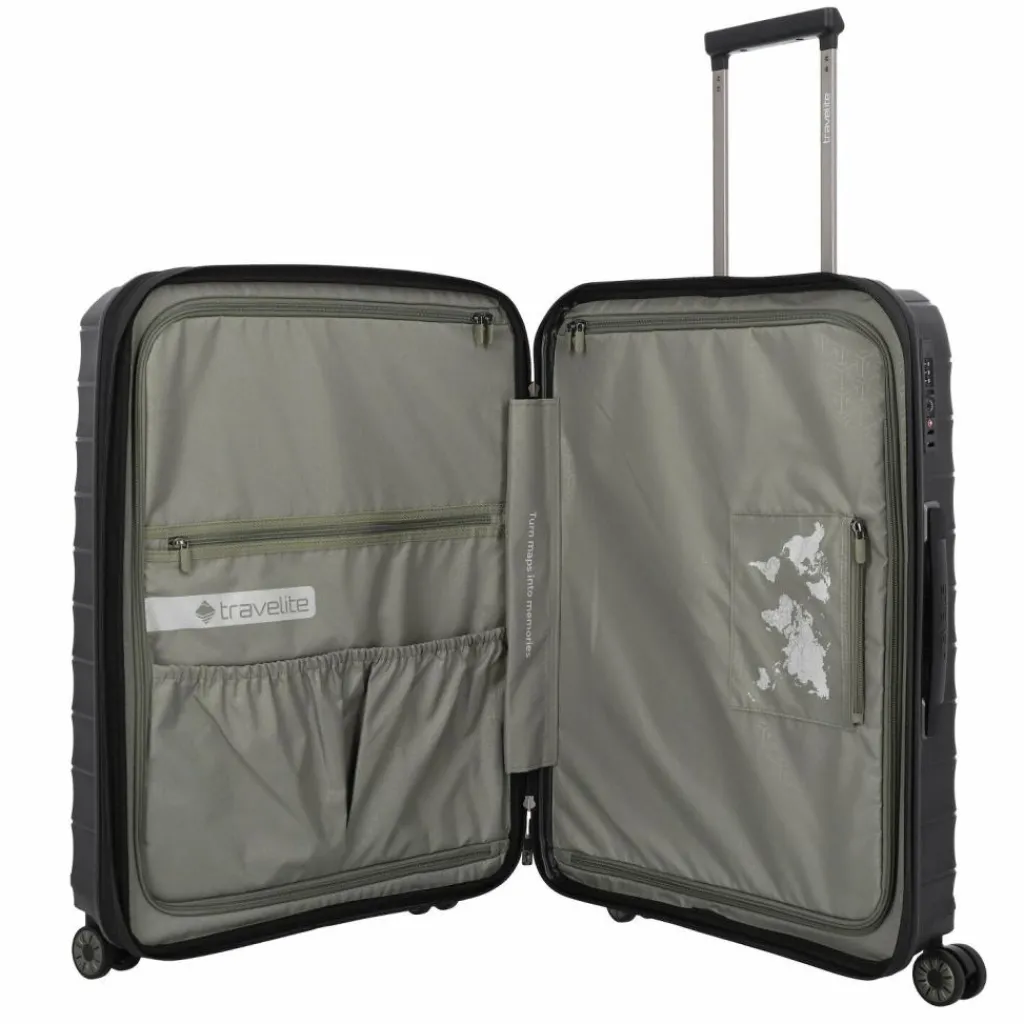 Travelite Hartgepäck|4-Rollen Koffer<Mooby 4 Rollen Trolley M 66 cm mit Dehnfalte schwarz