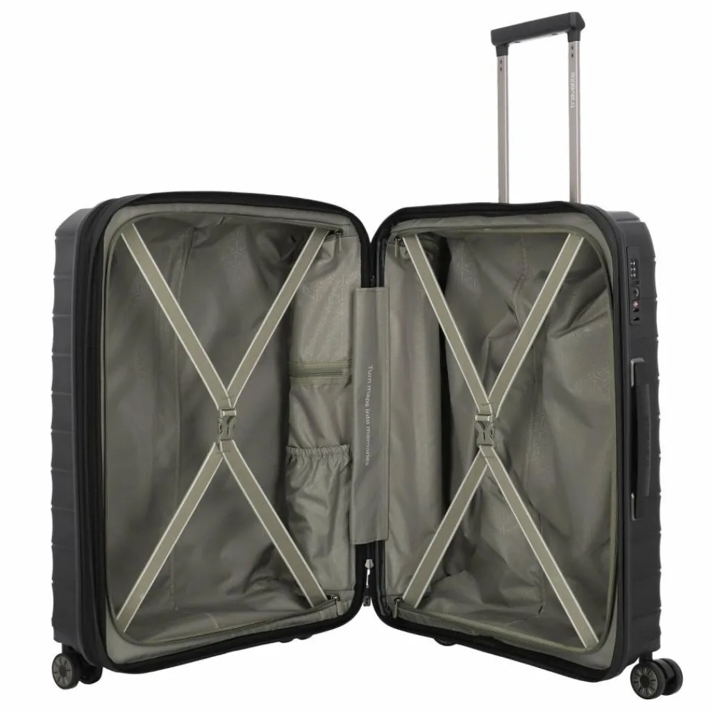 Travelite Hartgepäck|4-Rollen Koffer<Mooby 4 Rollen Trolley M 66 cm mit Dehnfalte schwarz