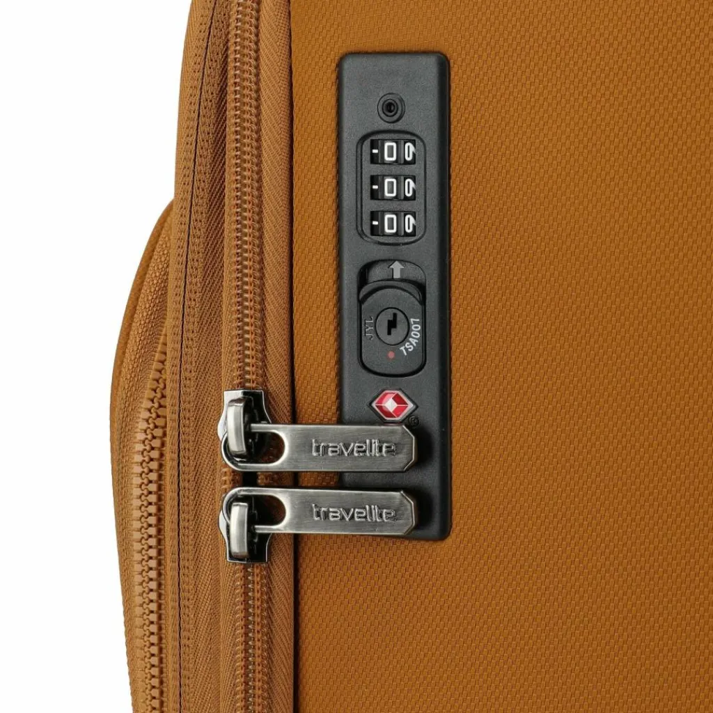 Travelite Weichgepäck|4-Rollen Koffer<Priima 4 Rollen Trolley L 79 cm mit Dehnfalte curry