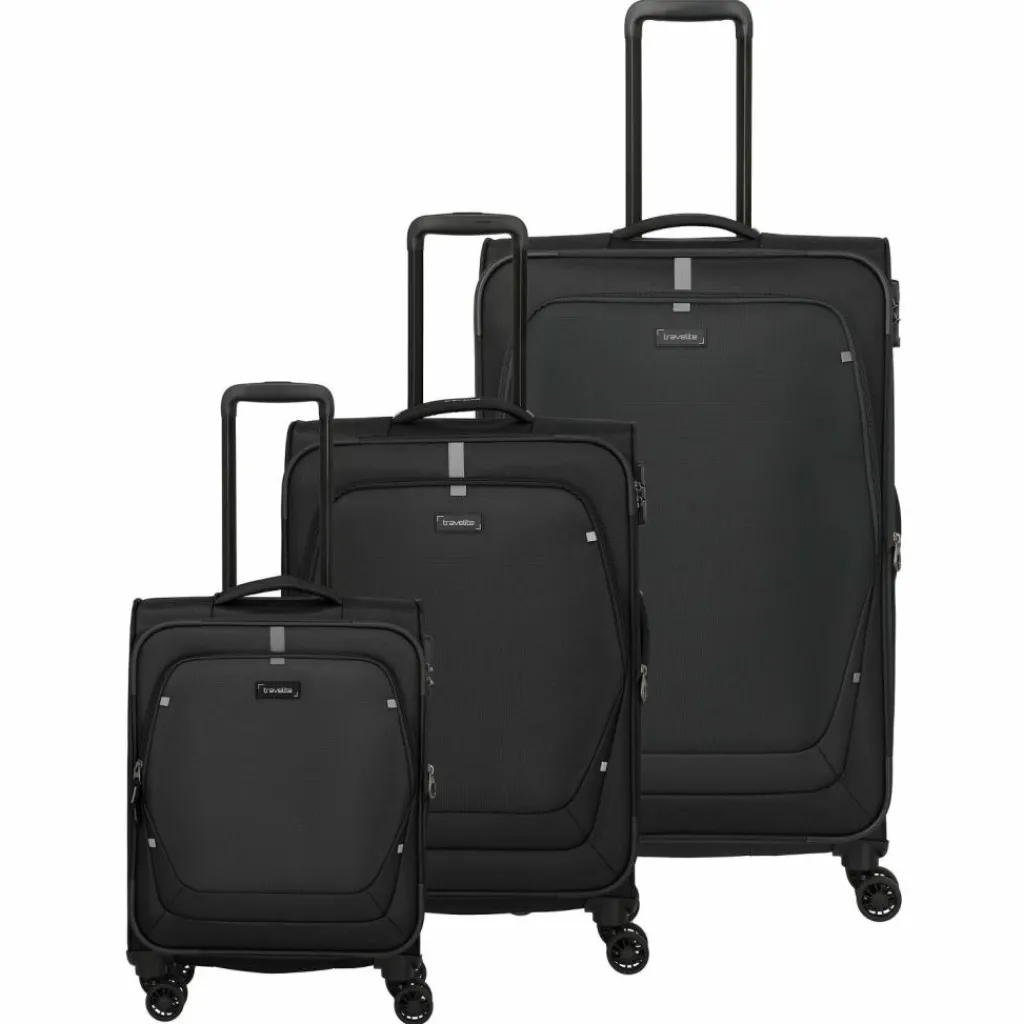 Travelite Koffersets Als Weichgepäck|Koffersets 3-Teilig<Umbria 4 Rollen Kofferset 3-teilig mit Dehnfalte black