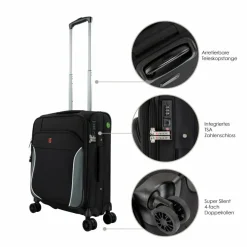 Discount Traveller PROnature 4-Rollen Kabinentrolley 54 cm schwarz