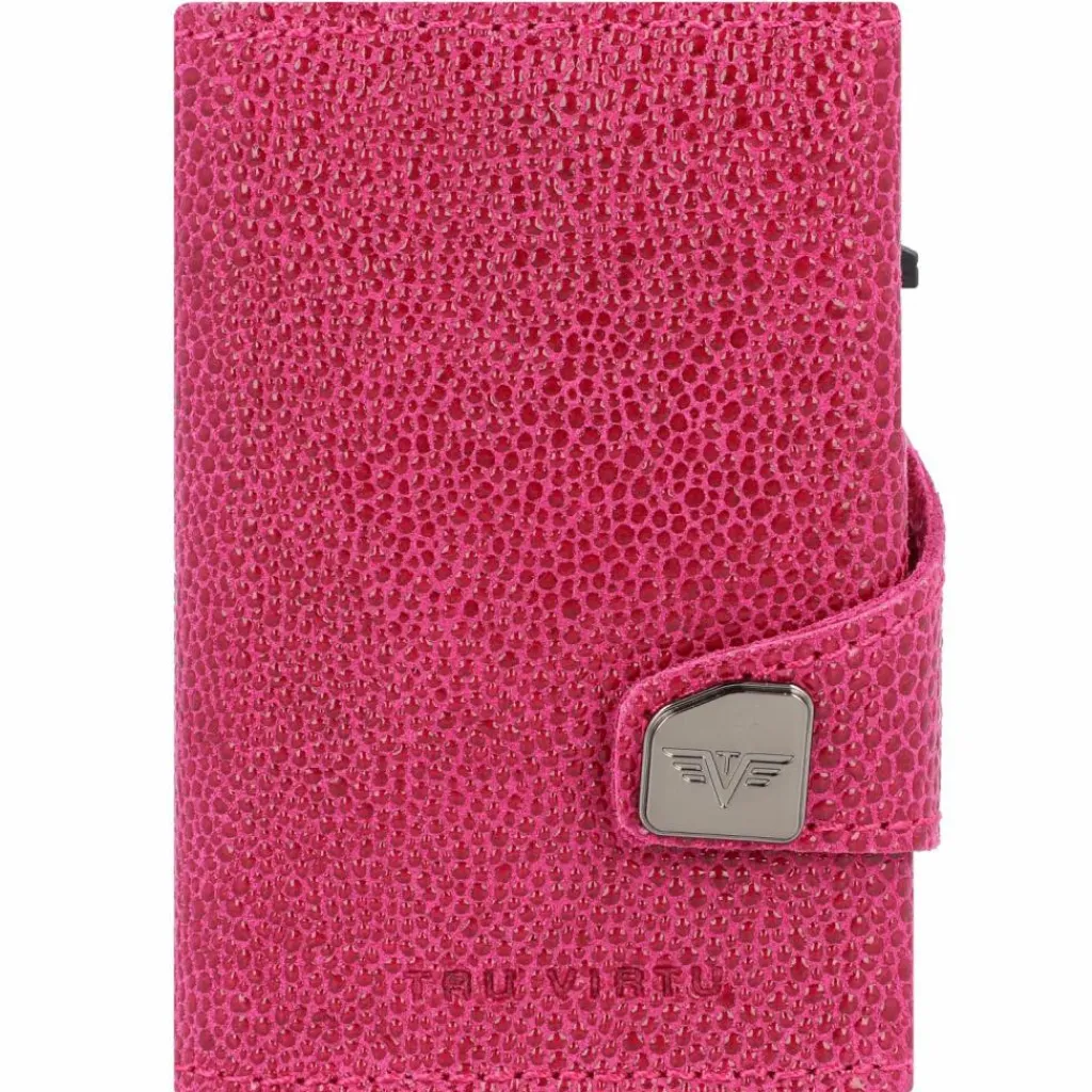 Tru Virtu Visitenkartenetuis<Click & Slide Kreditkartenetui Geldbörse RFID Leder 6,5 cm fuchsia-silver