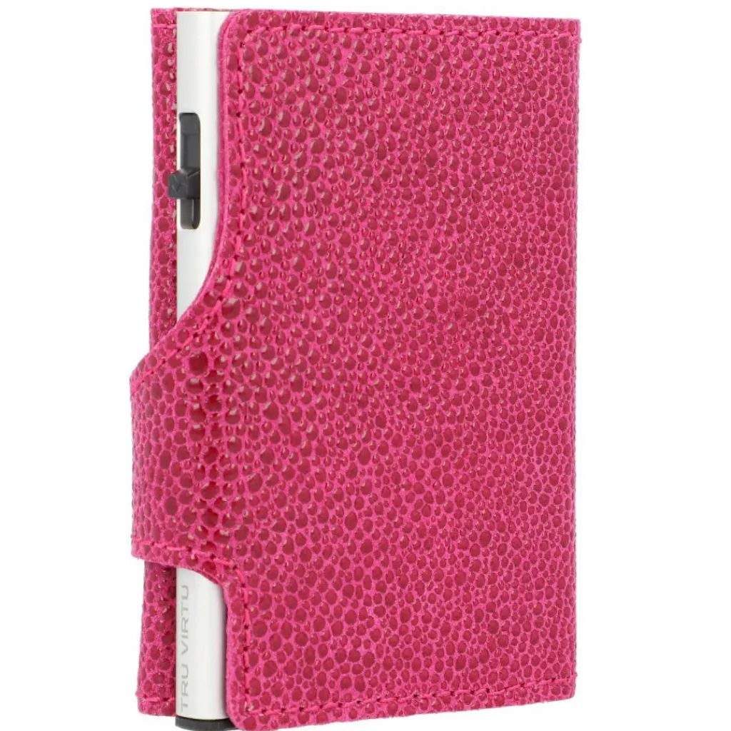 Tru Virtu Visitenkartenetuis<Click & Slide Kreditkartenetui Geldbörse RFID Leder 6,5 cm fuchsia-silver