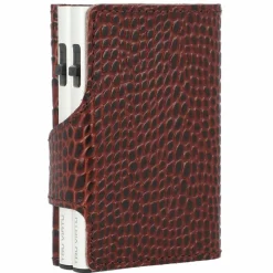 Tru Virtu Visitenkartenetuis<Click & Slide Kreditkartenetui Geldbörse RFID Leder 6,5 cm brown-silver
