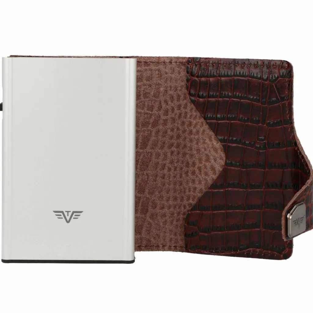 Tru Virtu Visitenkartenetuis<Click & Slide Kreditkartenetui Geldbörse RFID Leder 6,5 cm brown-silver