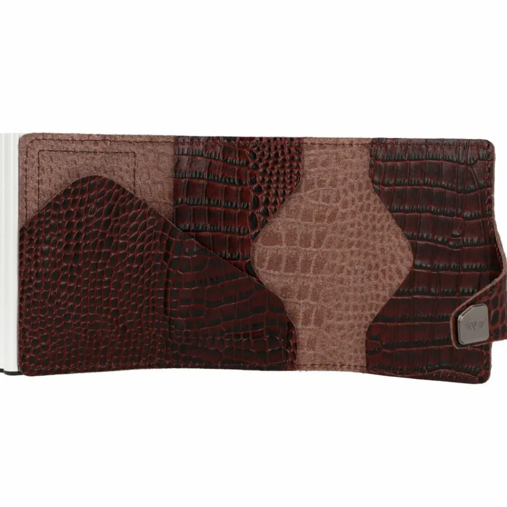 Tru Virtu Visitenkartenetuis<Click & Slide Kreditkartenetui Geldbörse RFID Leder 6,5 cm brown-silver