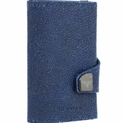 Tru Virtu Visitenkartenetuis<Click & Slide Kreditkartenetui Geldbörse RFID Leder 6,5 cm blue-titan