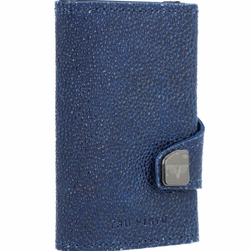 Tru Virtu Visitenkartenetuis<Click & Slide Kreditkartenetui Geldbörse RFID Leder 6,5 cm blue-titan