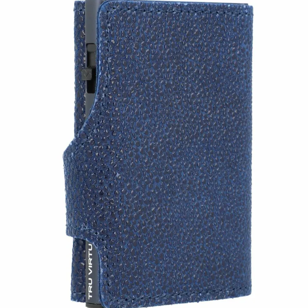 Tru Virtu Visitenkartenetuis<Click & Slide Kreditkartenetui Geldbörse RFID Leder 6,5 cm blue-titan