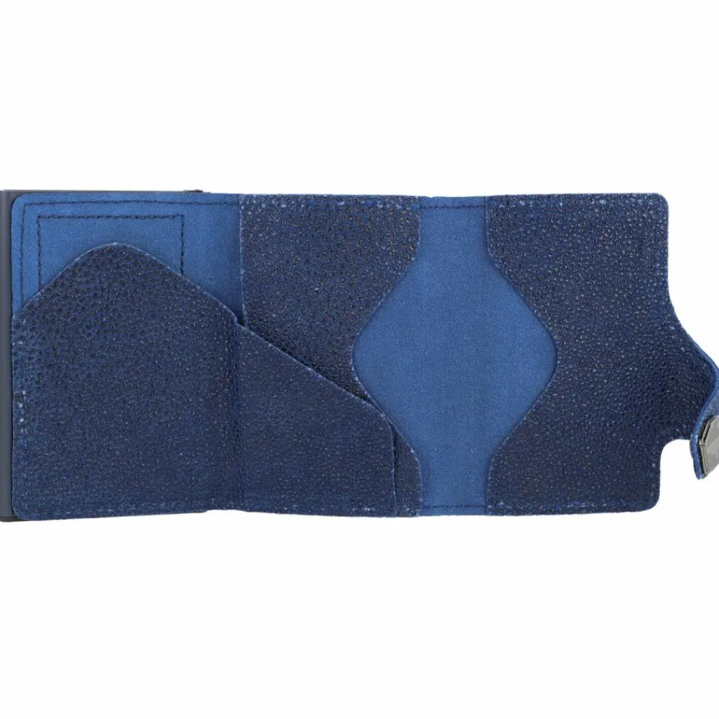 Tru Virtu Visitenkartenetuis<Click & Slide Kreditkartenetui Geldbörse RFID Leder 6,5 cm blue-titan