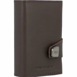 Best Tru Virtu Click & Slide Kreditkartenetui Geldbörse RFID Leder 6,5 cm brown-silver
