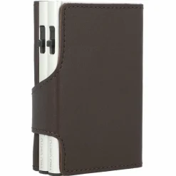 Best Tru Virtu Click & Slide Kreditkartenetui Geldbörse RFID Leder 6,5 cm brown-silver