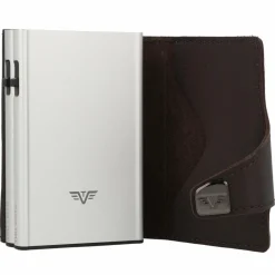Best Tru Virtu Click & Slide Kreditkartenetui Geldbörse RFID Leder 6,5 cm brown-silver