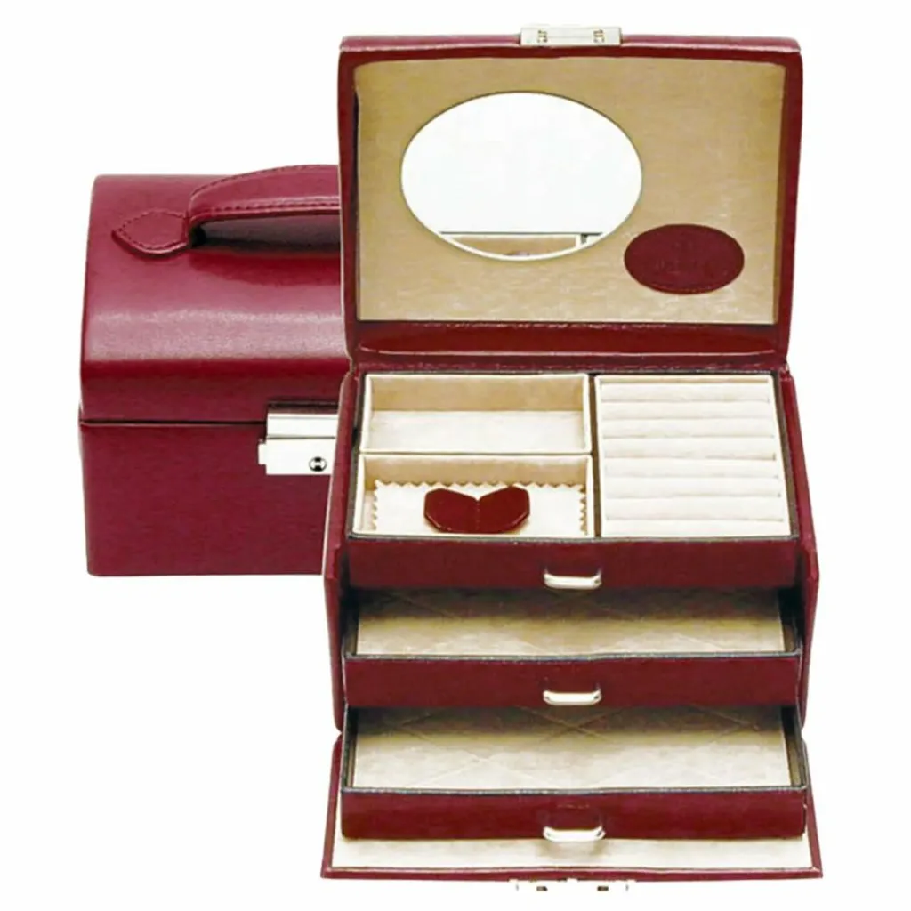 Windrose Schmuckkästen<Merino Schmuckkasten 15 cm rot