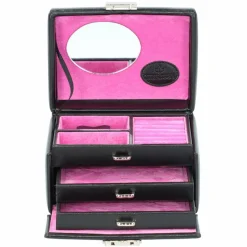 Windrose Schmuckkästen<Merino Schmuckkoffer 15 cm schwarz