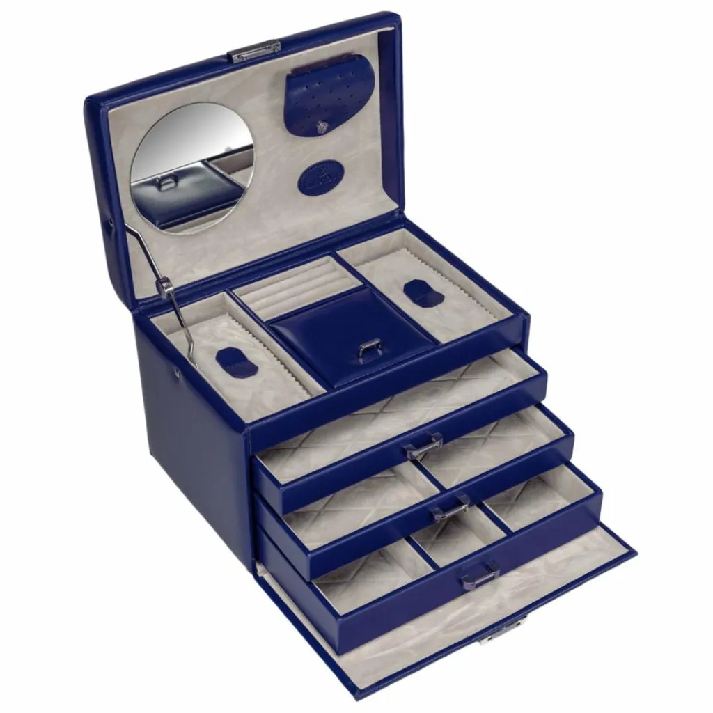 Windrose Schmuckkästen<Merino Schmuckkoffer 24,5 cm dunkelblau