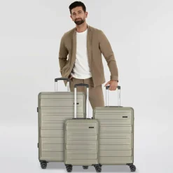 Worldpack New York 2.0 4 Rollen Kofferset 3-teilig champagner-metallic