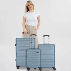Worldpack Koffersets Als Hartgepäck|Koffersets 3-Teilig<New York 2.0 4 Rollen Kofferset 3-teilig blue-metallic